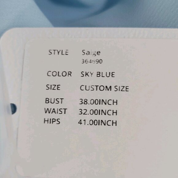 NWT Azazie Sky Blue Empire Waist Chiffon Side Slit Bridesmaid Dress Custom Size - Picture 4 of 16